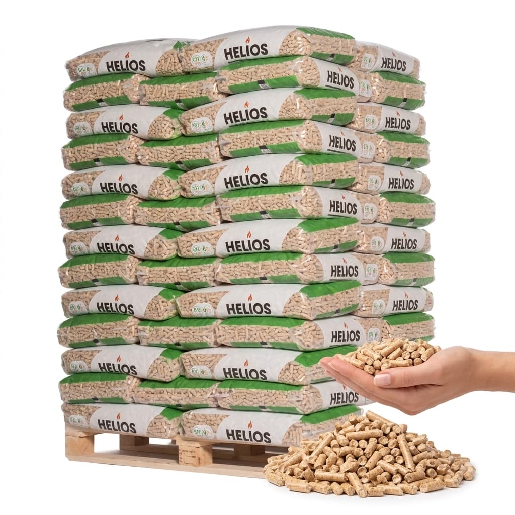 Chauffe au Bois — Pellet HELIOS Palette de 65 sacs de 15 kg 100% résineux Artisan Français