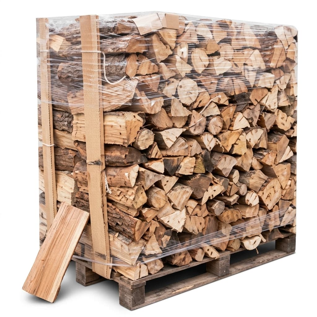 Chauffe au Bois — 4x Palettes (2 chêne blanc + 2 Hêtre/Charme) Bûches de 50 cm Forêt Française