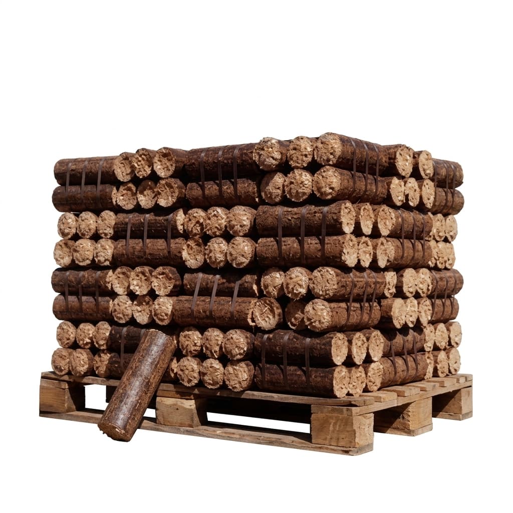 Chauffe au Bois — Bois densifié Bûches de nuit 1/2 palette de 480 kg Bois Noble